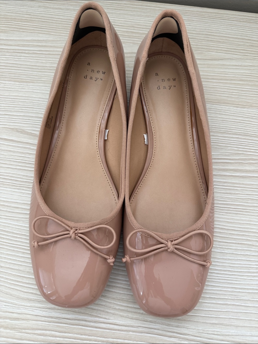 A New Day Blush - Cream Patent Ballet Flats with Bow